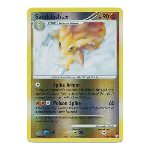Sandslash 61/123 DP Mysterious Treasures Reverse Holo Uncommon Pokemon Card NEAR MINT TCG