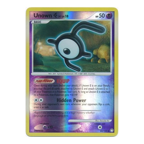 Unown E 65/123 DP Mysterious Treasures Reverse Holo Uncommon Pokemon Card NEAR MINT TCG