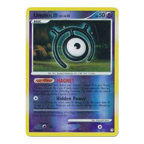 Unown M 66/123 DP Mysterious Treasures Reverse Holo Uncommon Pokemon Card NEAR MINT TCG
