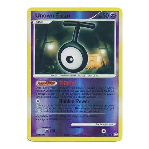 Unown T 67/123 DP Mysterious Treasures Reverse Holo Uncommon Pokemon Card NEAR MINT TCG