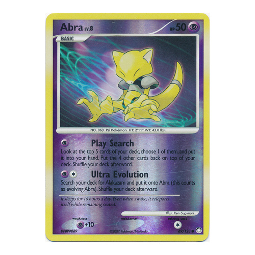 Abra 69/123 DP Mysterious Treasures Reverse Holo Common Pokemon Card NEAR MINT TCG