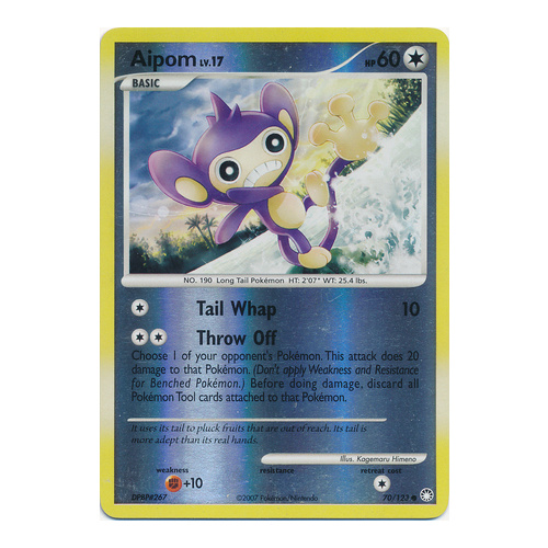 Aipom 70/123 DP Mysterious Treasures Reverse Holo Common Pokemon Card NEAR MINT TCG