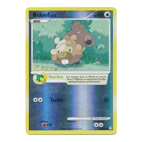 Bidoof 73/123 DP Mysterious Treasures Reverse Holo Common Pokemon Card NEAR MINT TCG