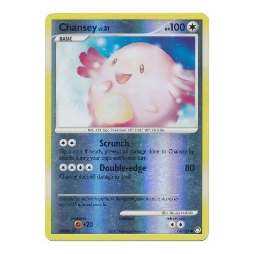 Chansey 76/123 DP Mysterious Treasures Reverse Holo Common Pokemon Card NEAR MINT TCG