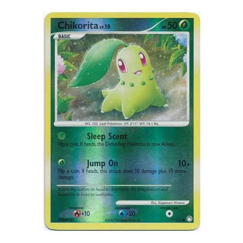 Chikorita 77/123 DP Mysterious Treasures Reverse Holo Common Pokemon Card NEAR MINT TCG