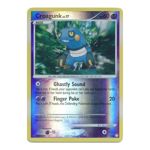 Croagunk 78/123 DP Mysterious Treasures Reverse Holo Common Pokemon Card NEAR MINT TCG