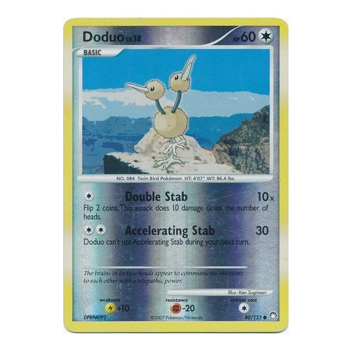 Doduo 80/123 DP Mysterious Treasures Reverse Holo Common Pokemon Card NEAR MINT TCG