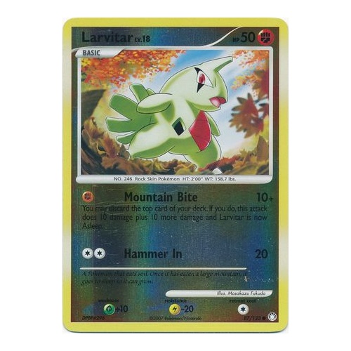 Larvitar 87/123 DP Mysterious Treasures Reverse Holo Common Pokemon Card NEAR MINT TCG