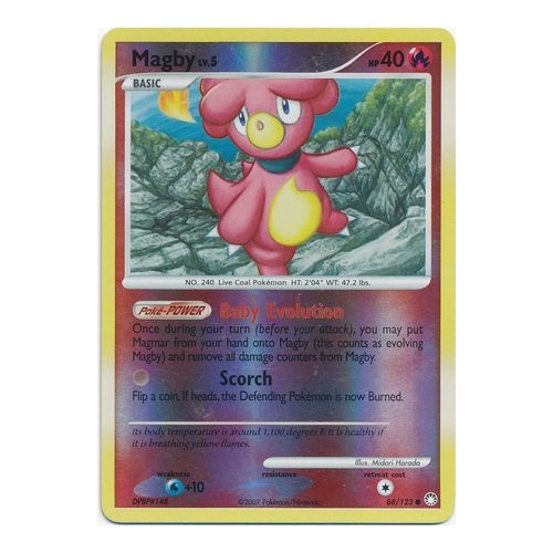 Magby 88/123 DP Mysterious Treasures Reverse Holo Common Pokemon Card NEAR MINT TCG