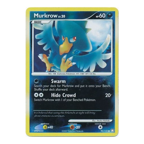 Murkrow 90/123 DP Mysterious Treasures Reverse Holo Common Pokemon Card NEAR MINT TCG
