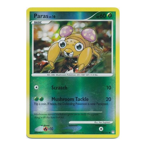 Paras 92/123 DP Mysterious Treasures Reverse Holo Common Pokemon Card NEAR MINT TCG