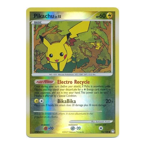 Pikachu 94/123 DP Mysterious Treasures Reverse Holo Common Pokemon Card NEAR MINT TCG