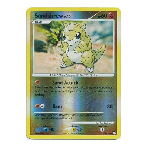 Sandshrew 96/123 DP Mysterious Treasures Reverse Holo Common Pokemon Card NEAR MINT TCG