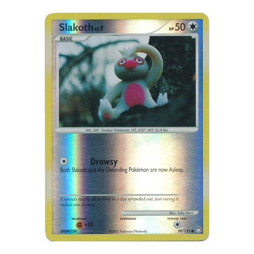 Slakoth 99/123 DP Mysterious Treasures Reverse Holo Common Pokemon Card NEAR MINT TCG