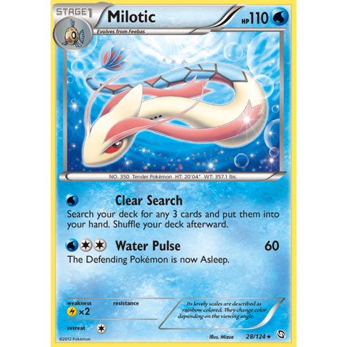 Milotic 28/124 BW Dragons Exalted Holo Rare Pokemon Card NEAR MINT TCG