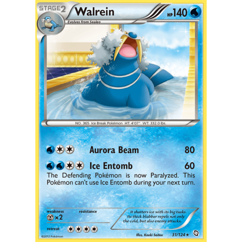 Walrein 31/124 BW Dragons Exalted Rare Pokemon Card NEAR MINT TCG