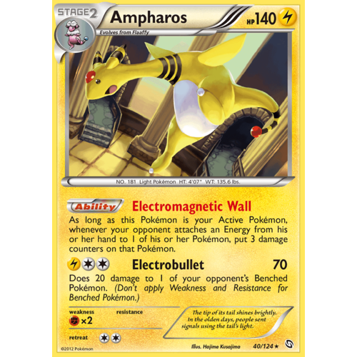 Ampharos 40/124 BW Dragons Exalted Holo Rare Pokemon Card NEAR MINT TCG