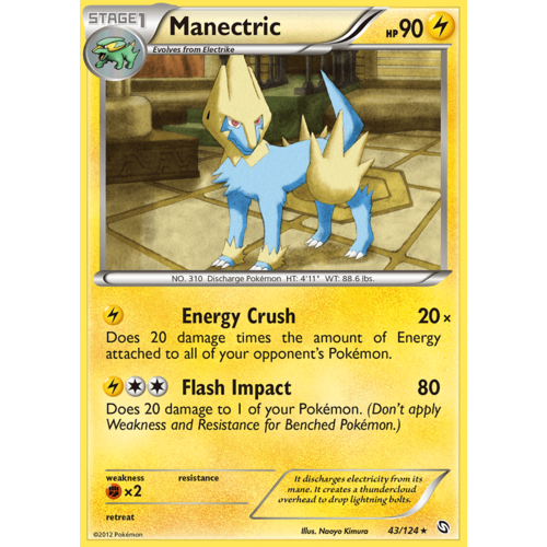 Manectric 43/124 BW Dragons Exalted Rare Pokemon Card NEAR MINT TCG