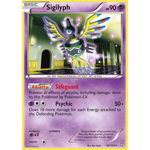 Sigilyph 52/124 BW Dragons Exalted Holo Rare Pokemon Card NEAR MINT TCG