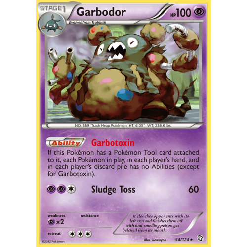Garbodor 54/124 BW Dragons Exalted Holo Rare Pokemon Card NEAR MINT TCG