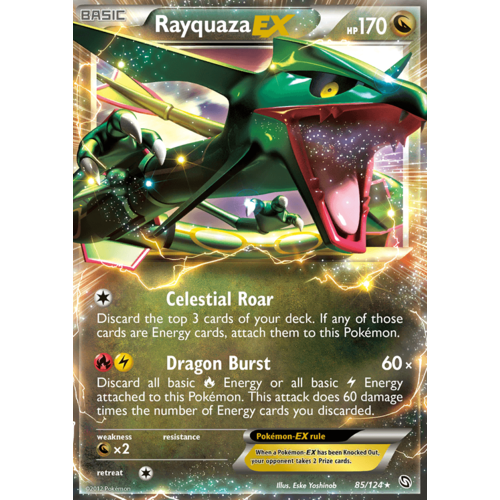 Rayquaza EX 85/124 BW Dragons Exalted Holo Ultra Rare Pokemon Card NEAR MINT TCG