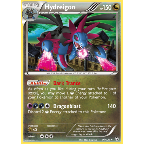 Hydreigon 97/124 BW Dragons Exalted Holo Rare Pokemon Card NEAR MINT TCG