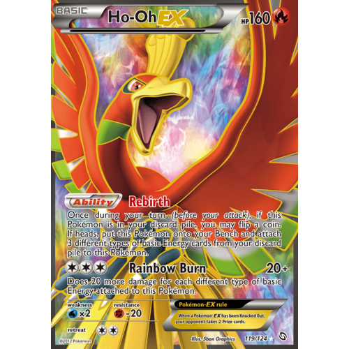 Ho-Oh EX 119/124 BW Dragons Exalted Holo Ultra Rare Full Art Pokemon Card NEAR MINT TCG