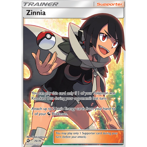 Zinnia 70/70 SM Dragon Majesty Holo Ultra Rare Full Art Pokemon Card NEAR MINT TCG