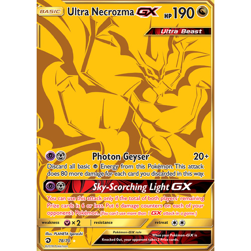 Ultra Necrozma GX 78/70 SM Dragon Majesty Holo Secret Rare Full Art Pokemon Card NEAR MINT TCG