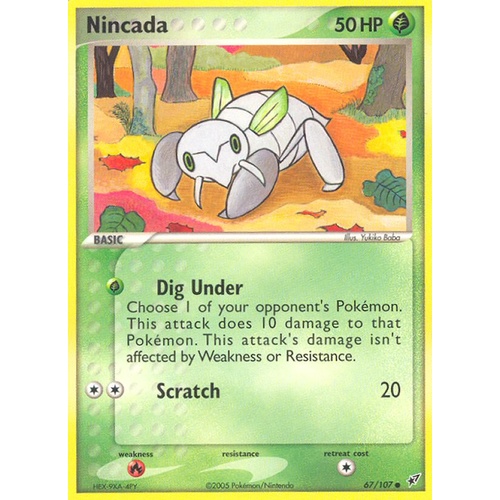 Nincada 67/107 EX Deoxys Common Pokemon Card NEAR MINT TCG