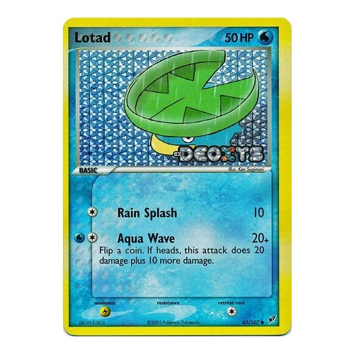 Lotad 63/107 EX Deoxys Reverse Holo Common Pokemon Card NEAR MINT TCG