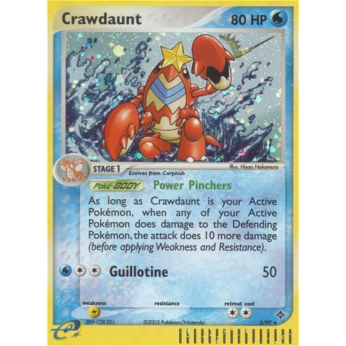 Crawdaunt 3/97 EX Dragon Holo Rare Pokemon Card NEAR MINT TCG