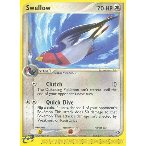 Swellow 45/97 EX Dragon Uncommon Pokemon Card NEAR MINT TCG