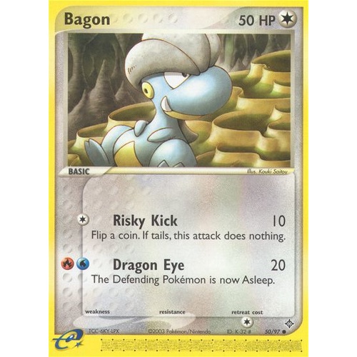 Bagon 50/97 EX Dragon Common Pokemon Card NEAR MINT TCG