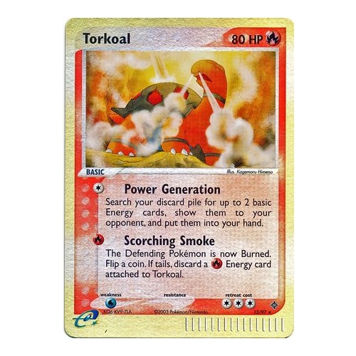 Torkoal 12/97 EX Dragon Reverse Holo Rare Pokemon Card NEAR MINT TCG