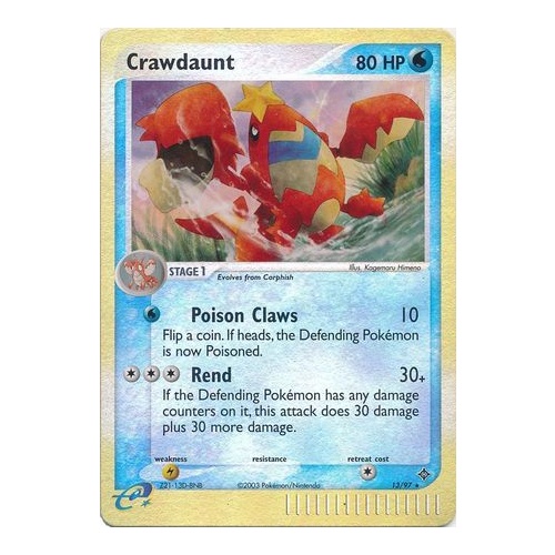 Crawdaunt 13/97 EX Dragon Reverse Holo Rare Pokemon Card NEAR MINT TCG