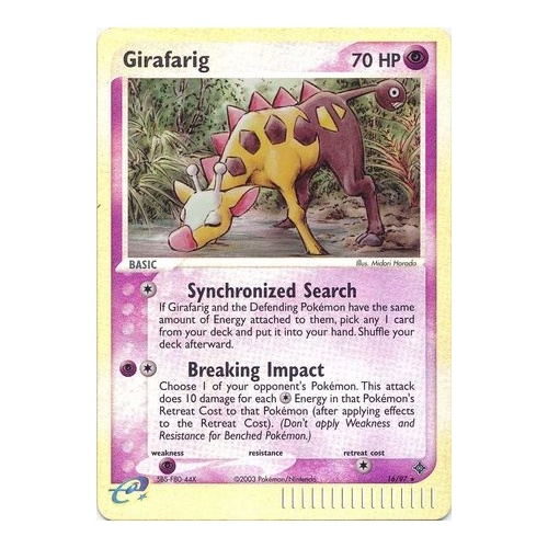 Girafarig 16/97 EX Dragon Reverse Holo Rare Pokemon Card NEAR MINT TCG