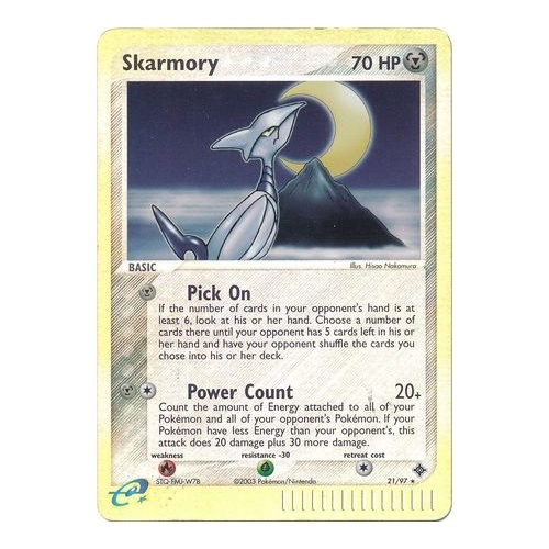 Skarmory 21/97 EX Dragon Reverse Holo Rare Pokemon Card NEAR MINT TCG
