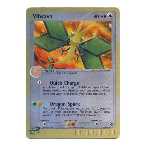 Vibrava 22/97 EX Dragon Reverse Holo Rare Pokemon Card NEAR MINT TCG