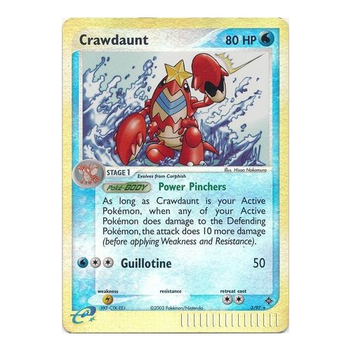 Crawdaunt 3/97 EX Dragon Reverse Holo Rare Pokemon Card NEAR MINT TCG