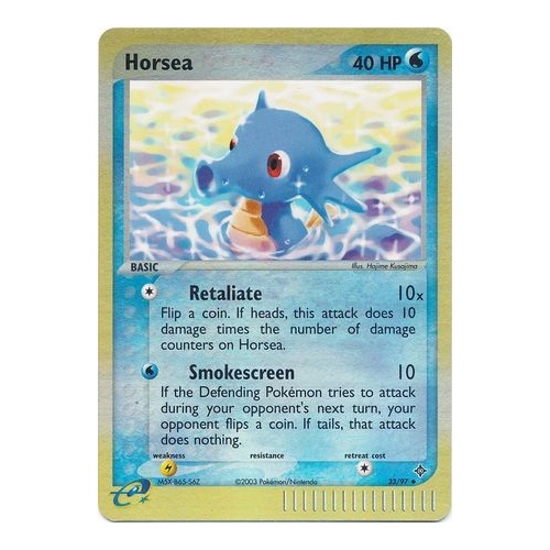 Horsea 33/97 EX Dragon Reverse Holo Uncommon Pokemon Card NEAR MINT TCG