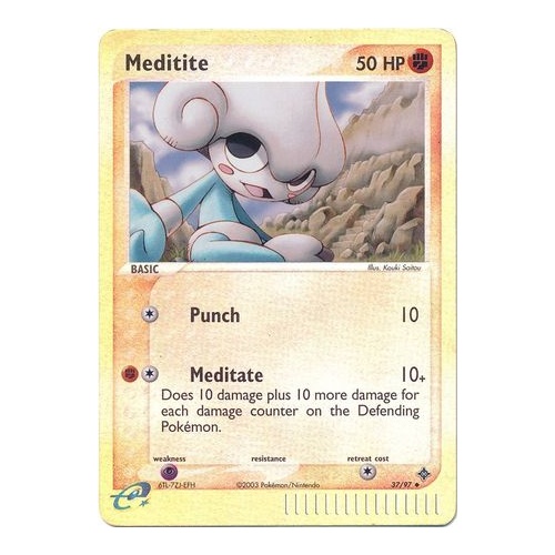 Meditite 37/97 EX Dragon Reverse Holo Uncommon Pokemon Card NEAR MINT TCG
