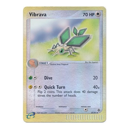 Vibrava 47/97 EX Dragon Reverse Holo Uncommon Pokemon Card NEAR MINT TCG