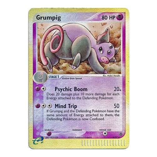 Grumpig 6/97 EX Dragon Reverse Holo Rare Pokemon Card NEAR MINT TCG