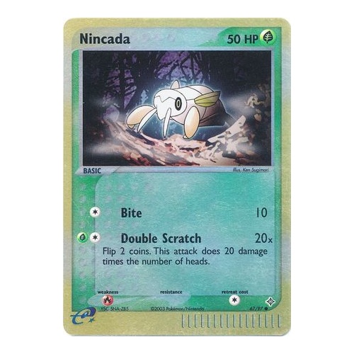 Nincada 67/97 EX Dragon Reverse Holo Common Pokemon Card NEAR MINT TCG