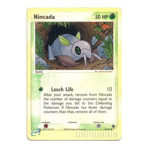 Nincada 68/97 EX Dragon Reverse Holo Common Pokemon Card NEAR MINT TCG