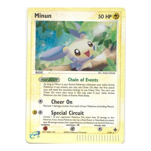 Minun 7/97 EX Dragon Reverse Holo Rare Pokemon Card NEAR MINT TCG