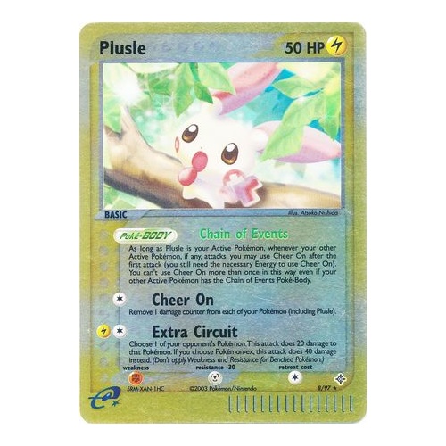 Plusle 8/97 EX Dragon Reverse Holo Rare Pokemon Card NEAR MINT TCG
