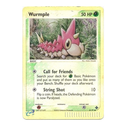 Wurmple 81/97 EX Dragon Reverse Holo Common Pokemon Card NEAR MINT TCG