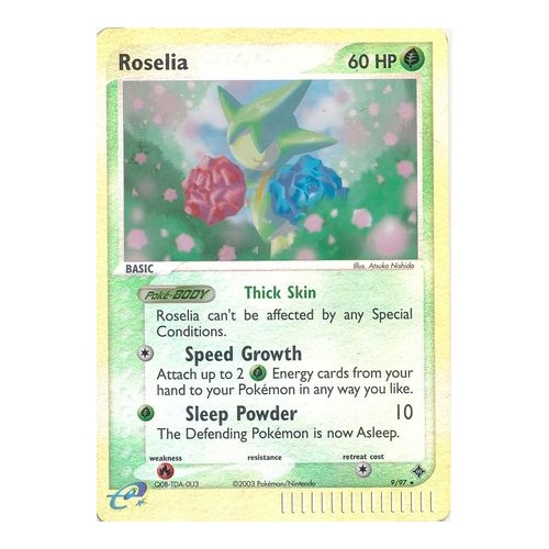 Roselia 9/97 EX Dragon Reverse Holo Rare Pokemon Card NEAR MINT TCG